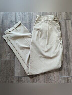 John W. Nordstrom Beige Pleated Cuffed Chinos  38x36